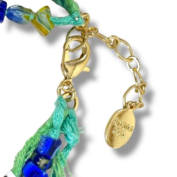 Free People Ariana Ost Marathon Anklet Neon Pop Turquoise Beaded Layered Glass - Picture 11 of 14